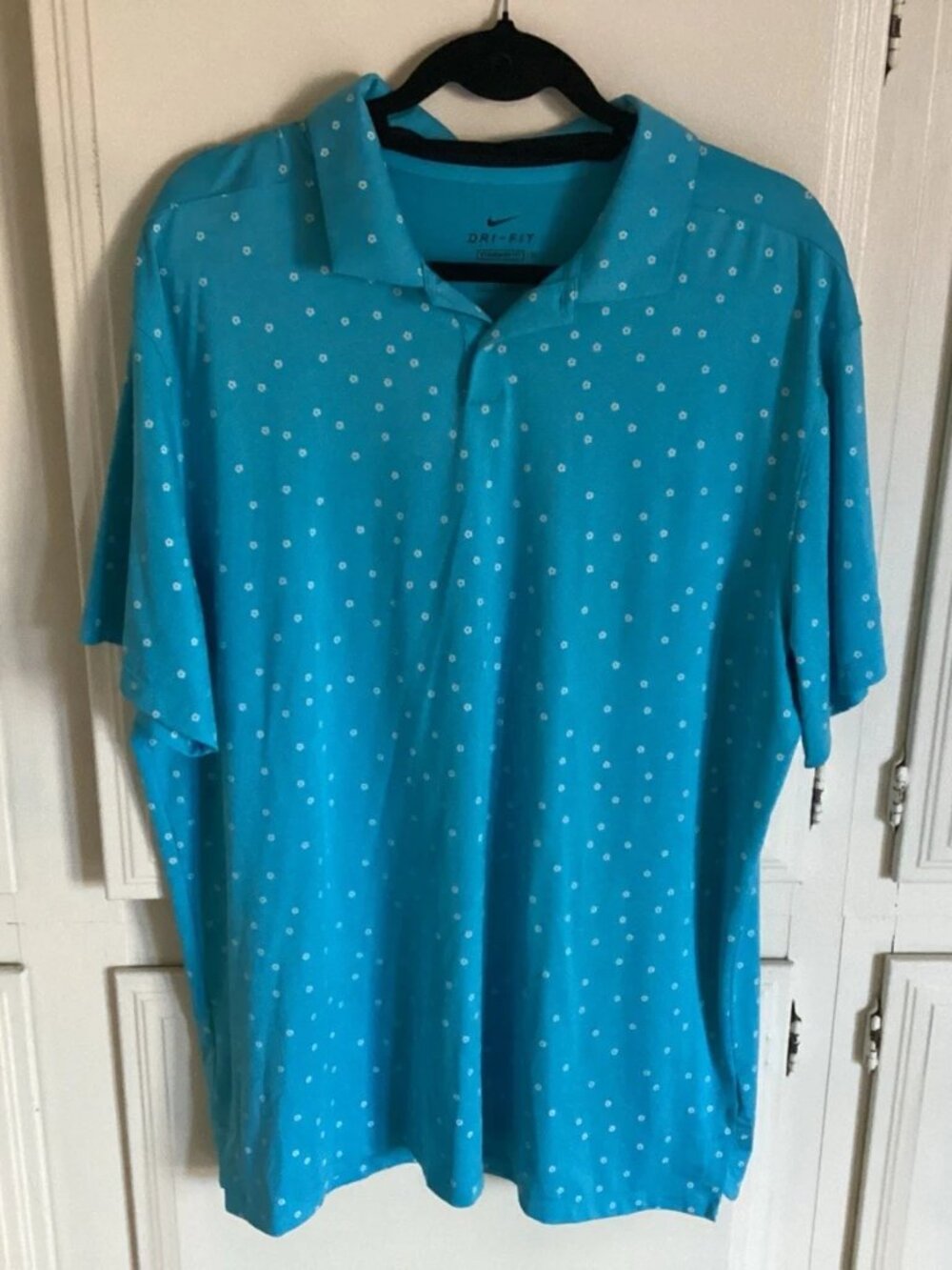 NIKE Polo Shirt Blue Floral Print Dri-Fit Vapor Golf Men’s XL